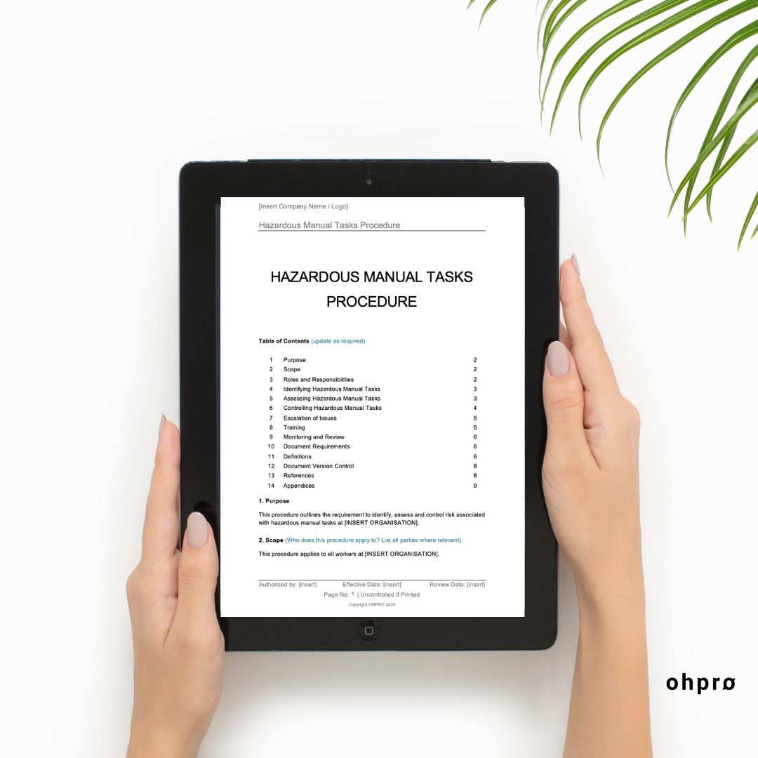 Hazardous Manual Tasks Procedure