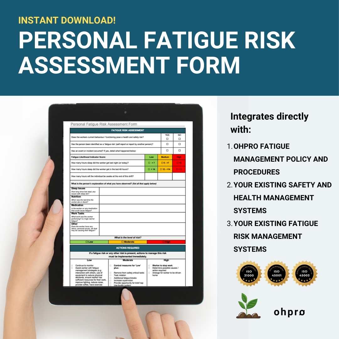 Personal Fatigue Risk Assessment Form