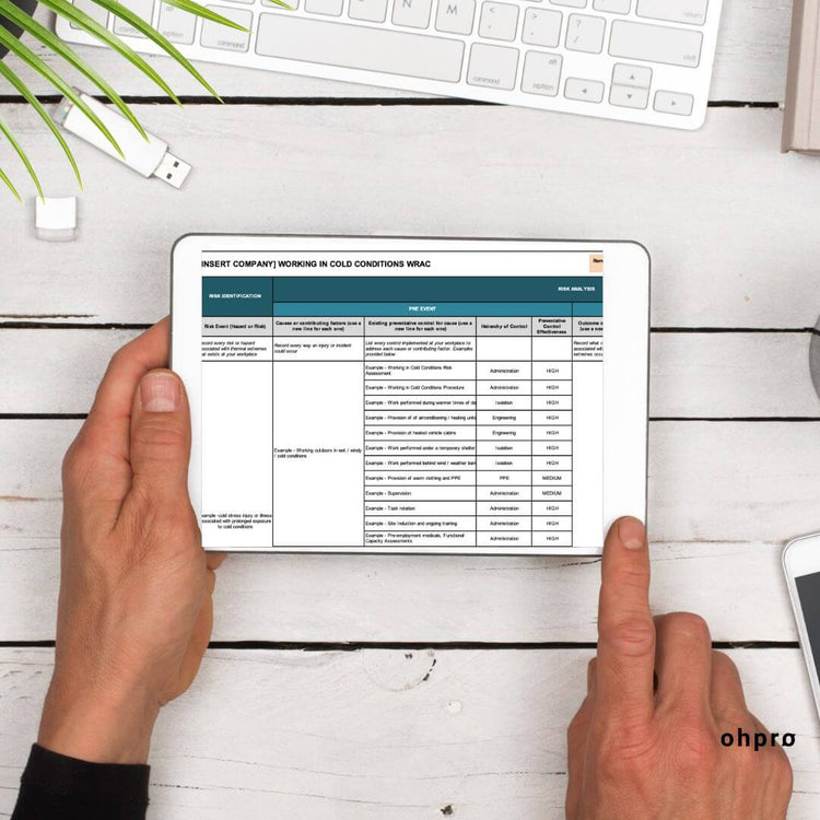 Picture of a working in cold conditions risk assessment template. Download yours today.