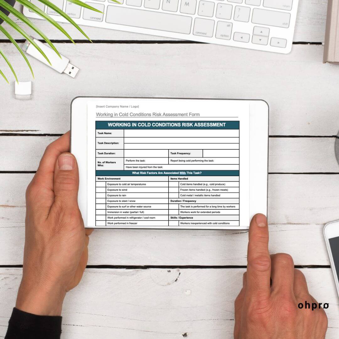 Image of a working in cold conditions risk assessment form. Download yours today