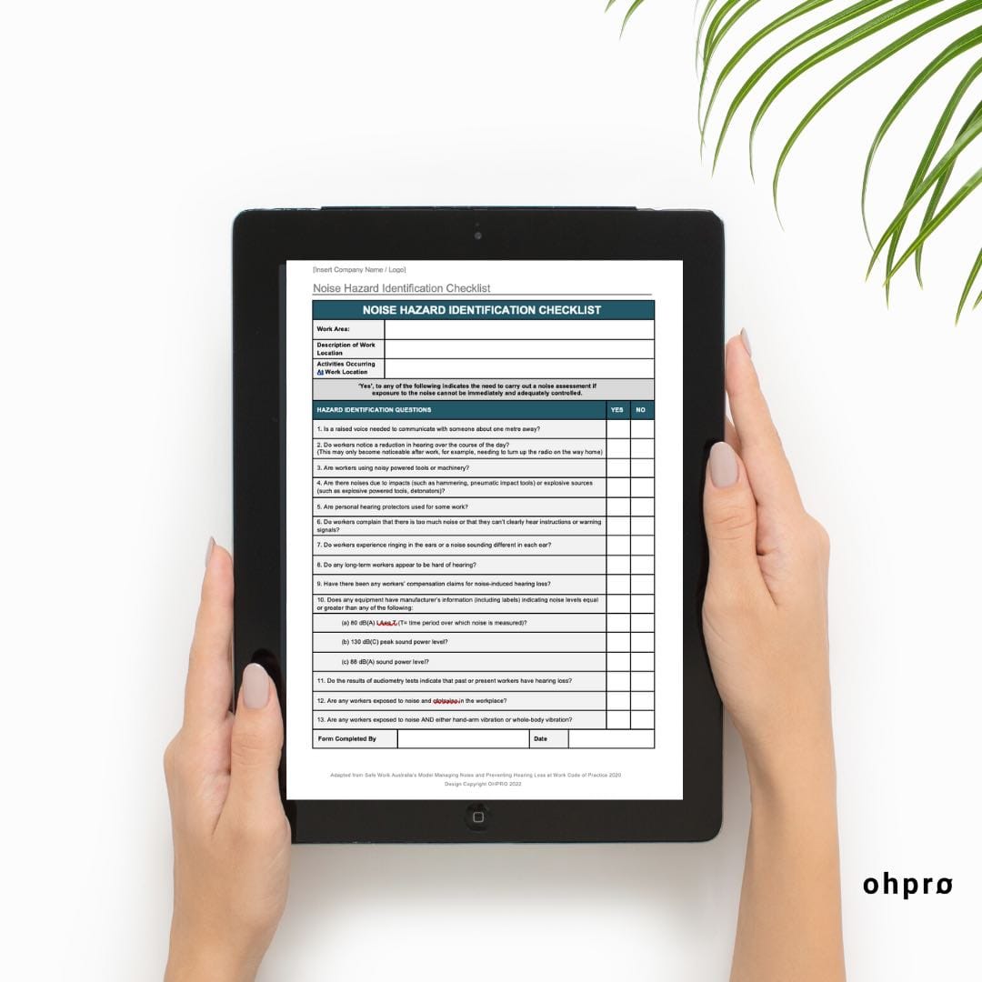 Example of a noise hazard identification checklist. Download your copy for free today!