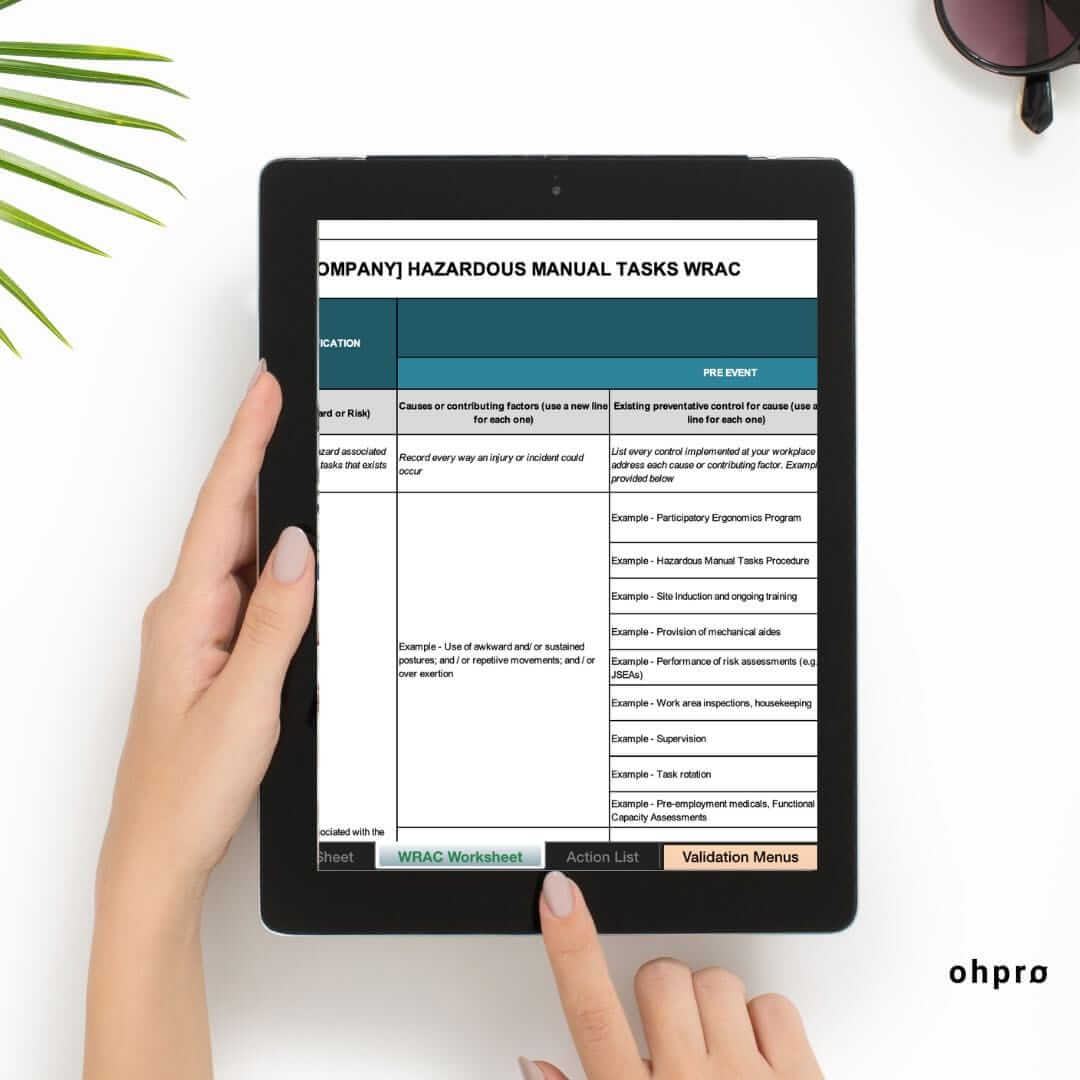 Hazardous Manual Tasks Risk Assessment and Control (WRAC) Form