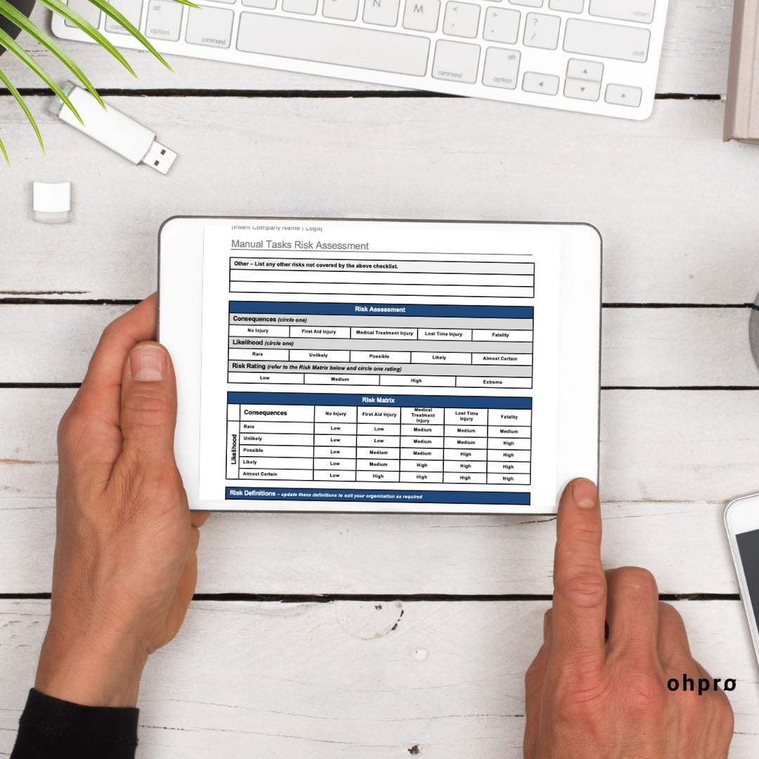 Hazardous Manual Tasks Risk Assessment Form